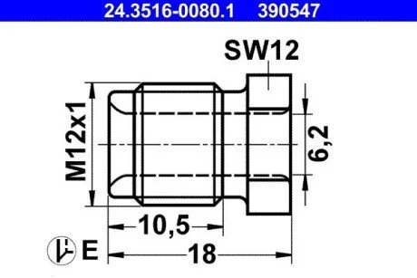 З\'єднувач гальмівних трубок 24.3516-0080.1 ATE 24351600801 (фото 1)