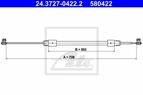 Трос остановочных тормозов ATE 24.3727-0422.2 (фото 1)