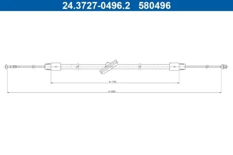 Трос стояночного гальма (3050мм) MERCEDES VIANO (W639), VITO / MIXTO (W639), VITO (W639) 2.0D-3.7 09.03- ATE 24372704962