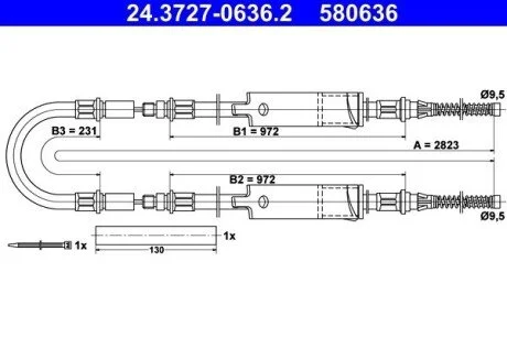 Трос ручного гальма ATE 24372706362