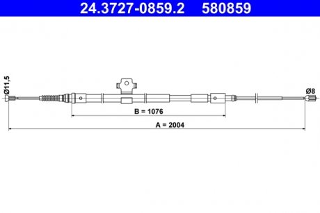 Трос остановочных тормозов ATE 24.3727-0859.2 (фото 1)