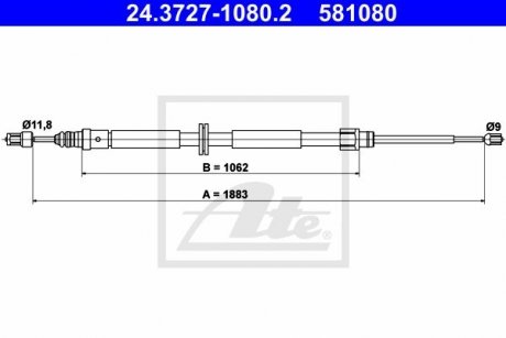 Трос остановочных тормозов ATE 24.3727-1080.2 (фото 1)