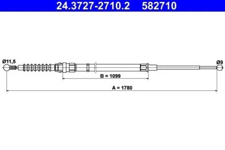 Трос тормозной SKODA RAPID 12- /L+P/ ATE 24372727102
