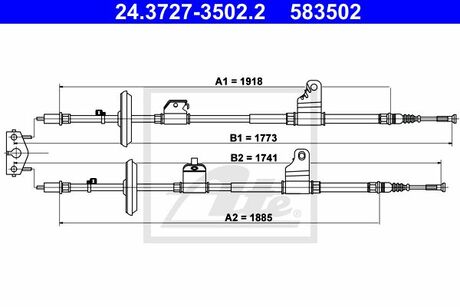 Трос остановочных тормозов ATE 24.3727-3502.2