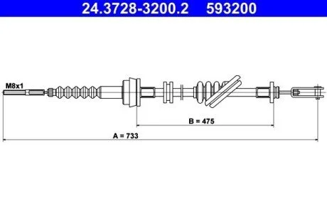 Трос зчеплення 0K30A41150C HYUNDAI / KIA ATE 24372832002 (фото 1)