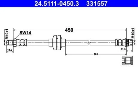 PRZEWУD HAM 24.5111-0450.3 DACIA DUSTER 1.2TCE 13-, 1.5DCI 10- PRZУD ATE 24511104503