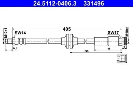 PRZEWУD HAM 24.5112-0406.3 FIAT 500 X 14-, DOBLO 10- ATE 24511204063