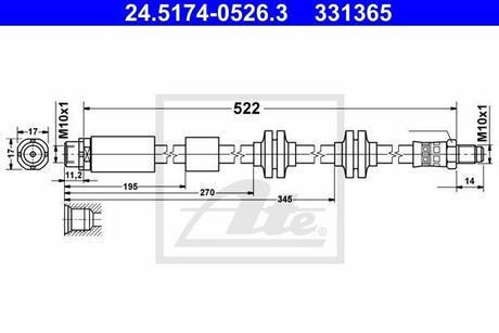 Шланг тормозной BMW 118 05-07 /L+P/ ATE 24517405263
