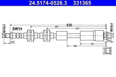 Шланг тормозной BMW 118 05-07 /L+P/ ATE 24517405263