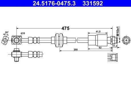 Тормозной шланг ATE 24.5176-0475.3 (фото 1)
