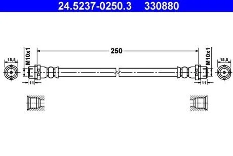 Шланг гальмівний 7H0611775 VAG ATE 24523702503