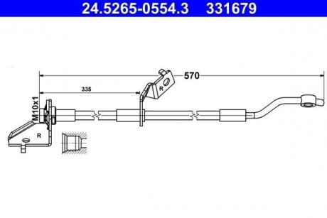 Шланг гальмівний (передній) Kia Sportage 2.0 CRDi 10- (R) (L=471mm) ATE 24526505543 (фото 1)