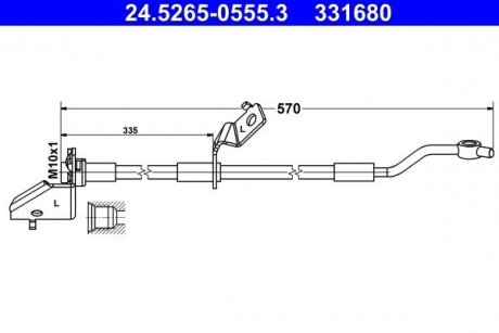 Шланг гальмівний (передній) Kia Sportage 10- ATE 24526505553