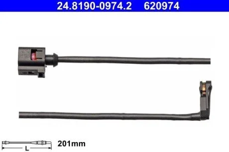 Датчик зносу гальмівних колодок 8S0615121A VAG ATE 24819009742 (фото 1)