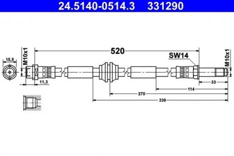 PRZEWOD HAMULC ELAST PRZEWOD HAMULCOWY ELASTYCZNY 24.5140-0514.3 SZT ATE 331290