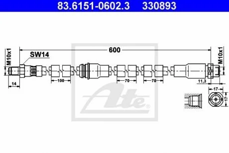 Гальмівний шланг ATE 83.6151-0602.3