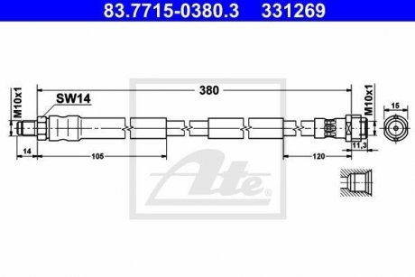 Гальмівний шланг ATE 83.7715-0380.3 (фото 1)