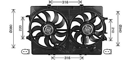 AVA AUDI Вентилятор радіатора (дифузор в зборі) A6 12-, A7 10-, Q3 11- AVA COOLING AI7522