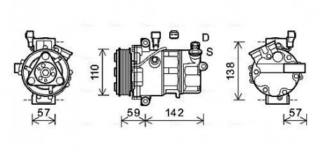 Компресор кондиціонера Fiat Doblo 1.6D/2.0D 10- AVA COOLING ALAK127 (фото 1)