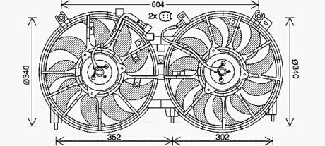 AVA NISSAN Вентилятор радіатора (2 шт) MURANO II 3.5 08-, TEANA II 2.5, 3.5 08- AVA COOLING DN7537