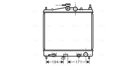 Радиатор охлаждения двигателя Nissan Micra 1,2i 1,4i AT 03>10, Note 1,4i 1,6i A AVA COOLING DNA2248