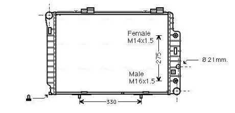 Радіатор MB W202(C) MT/AT +AC 96- (Ava) AVA COOLING MSA2174