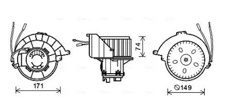 Вентилятор отопителя салона Opel Astra G AC+ AVA COOLING OL8627