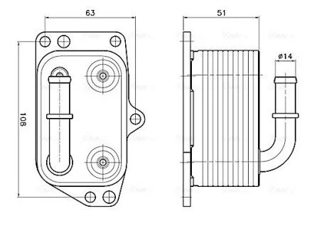 Радиатор масляный Citroen C4 (05-), C5 (08-), Jumpy (07-)/Peugeot 307 (01-), 407 AVA COOLING PE3433