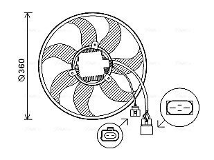 Вентилятор радіатора (електричний) VW Caddy III 1.9/2.0 TDI 04- (d=360) AVA COOLING VN7537