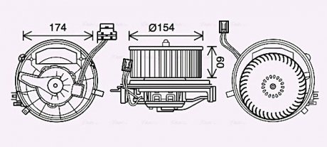 Вентилятор обігрівача салону VW Golf VII (13-) 1.4TSi 1.2TSi 2.0TDi 1.6TDi 1.6i AVA COOLING VN8399 (фото 1)