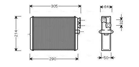Радиатор отопителя Volvo S60 (00-), S70 (97-), S80 (98-), V70 (00-), XC70 (00-), XC90 (02-) AVA AVA COOLING VOA6110