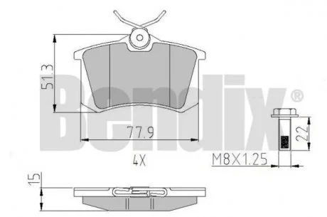 КОЛОДКИ ТОРМОЗНЫЕ CITROEN BERLINGO 96> ЗАД БЕЗ ДАТЧИКА Bendix 510106