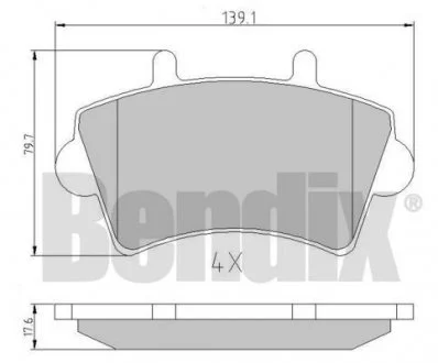 КОЛОДКИ ТОРМОЗНЫЕ RENAULT MASTER 98> ПЕРЕД БЕЗ ДАТЧИКА Bendix 510368