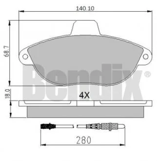 КОЛОДКИ ТОРМОЗНЫЕ FIAT SCUDO / ULYSSE 95> ПЕРЕД Bendix 510438