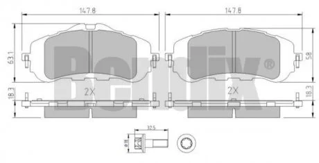 КОЛОДКИ ГАЛЬМІВНІ CITROEN BERLINGO 18> ПЕРЕД БЕЗ ДАТЧИКА Bendix 511173