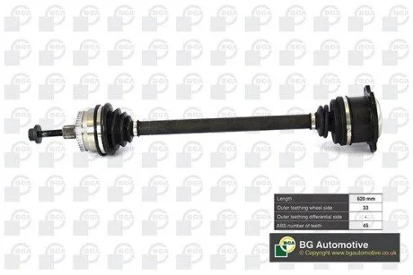 Напіввісь Passat 1.9TDI 97-05/Superb 1.9 TDI 02-08 (33z/630mm +ABS 45z) Пр. BGA DS9622RA