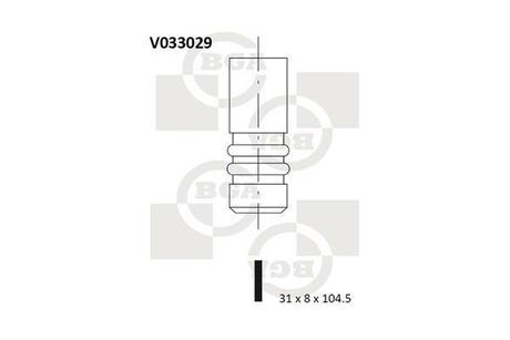 Клапан выпускной T3 1.6d/LT 2.4D -90 31x8x104.5 BGA V033029 (фото 1)