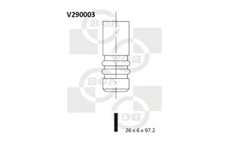 Клапан Vectra/Omega/Zafira 2.0/2.2d X20DTH/Y20DTH/X20DTH/Y22DTR 26x6x97 BGA V290003