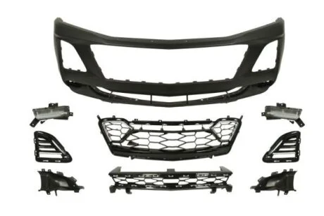 Бампер (передн, ZL1, з решіткою зі спойлером із монтажними кронштейнами, під фарбування) CHEVROLET CAMARO 01.16-12.18 BLIC 5510001196905KP