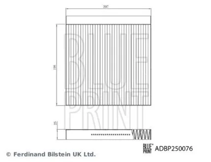 Фільтр салону пильовий BLUE PRINT ADBP250076
