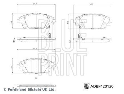 Колодки гальмівні (передні) Mazda 3 13-/CX-3 15- BLUE PRINT ADBP420130