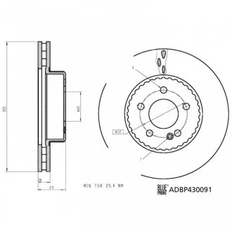 Диск гальмівний (передній) MB C-class (W205)/E-class (W213) 13- (305х25.4) BLUE PRINT ADBP430091 (фото 1)