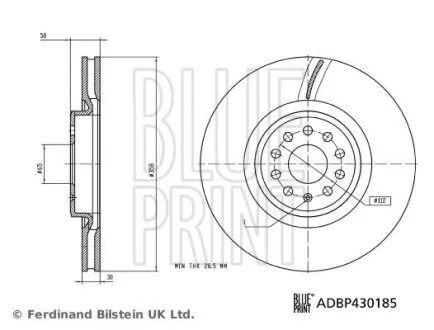 Диск гальмівний передн Лів/Прав AUDI Q4, SKODA ENYAQ IV, VW ID. BUZZ, ID.4, ID.5 Electric 05.20- BLUE PRINT ADBP430185 (фото 1)