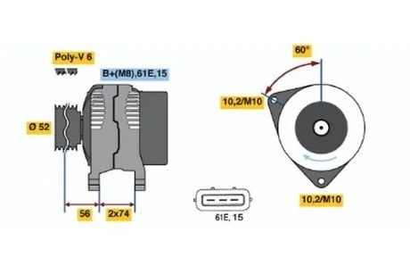 Генератор BOSCH 0123315022