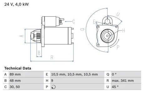 Стартер BOSCH 0 986 011 280