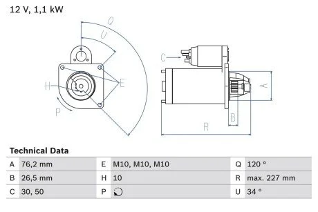 Стартер BOSCH 0 986 017 060