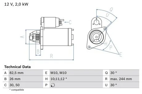Стартер BOSCH 0 986 017 260