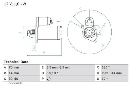Стартер BOSCH 0 986 018 570