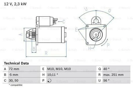 Стартер BOSCH 0 986 018 970