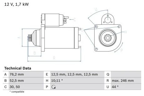 Стартер BOSCH 0 986 020 250